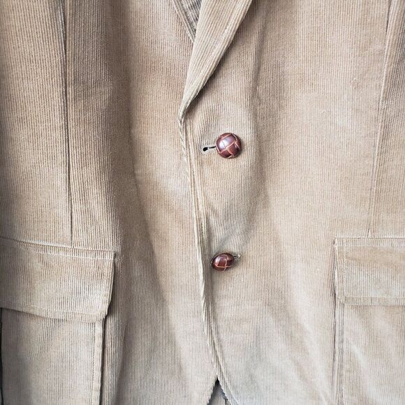 Cambridge Classics VTG Corduroy Blazer Jacket Size 44 Reg Elbow Patch Chin Strap - Picture 3 of 12